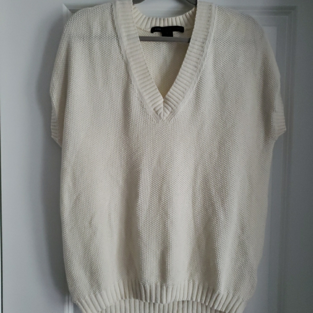 Marc By Marc Jacobs Ivory Cream V-Neck Sweater Vest cashmere